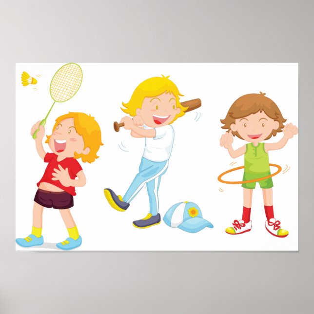 Poster d'Enfants Jouant Au Sport (Devant)