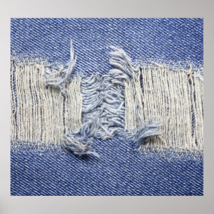 Poster Dénim bleu déchiré : texture de jeans.