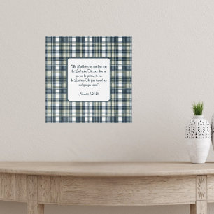 Poster Denim Blue Sage Green White Carreaux Bénédiction