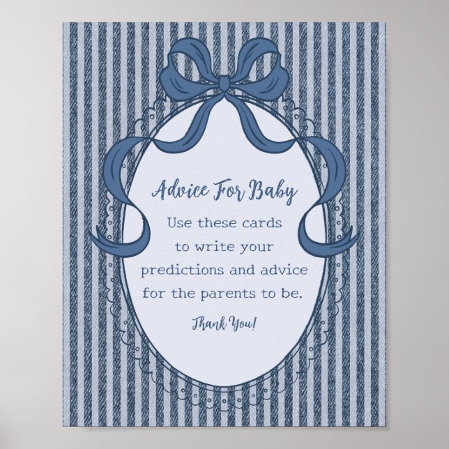 Poster Denim Coquette Bow Blue Jean Advice for Baby (Devant)