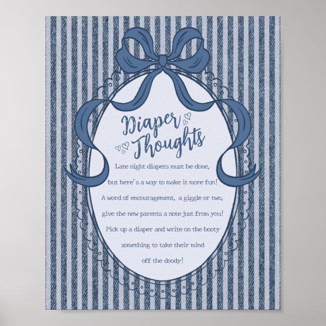 Poster Denim Coquette Bow Blue Jean Baby Diaper Thoughts (Devant)
