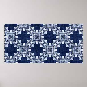 Poster Denim couleur tribale ethnique sans couture motif