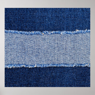 Poster Dénim déchiré : tissu de jean bleu.