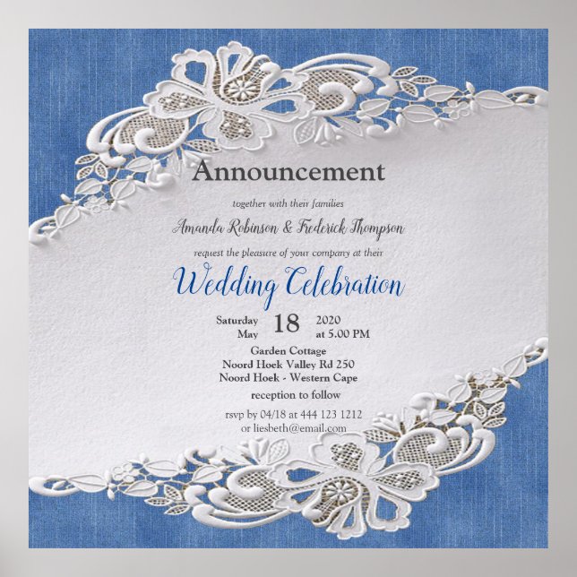 Poster Denim Texté avec dentelle (Devant)