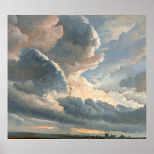 Poster Denis' Étude des nuages avec coucher de soleil prè