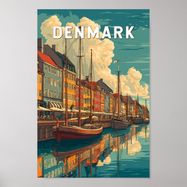 Poster Denmark Illustration Travel Art Vintage (Devant)