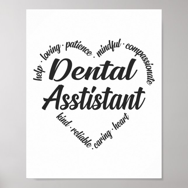 Poster Dental Assistant Heart Word Cloud (Devant)