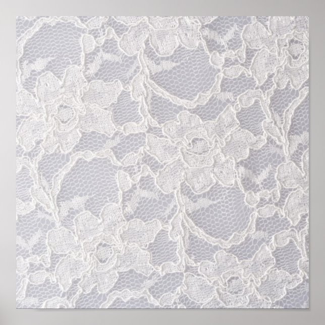Poster Dentelle blanche Motif dentelle Arrière - plan pur (Devant)