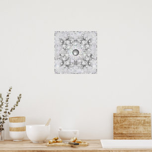 Poster Dentelle en céramique grise et flocon de neige