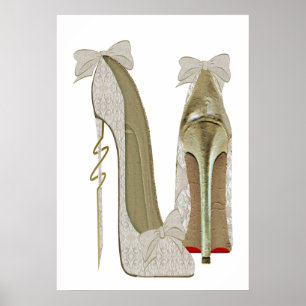 Poster Dentelle haute talons et vaches Stiletto Chaussure