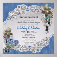 Dentelle texturée Denim et bijoux costume