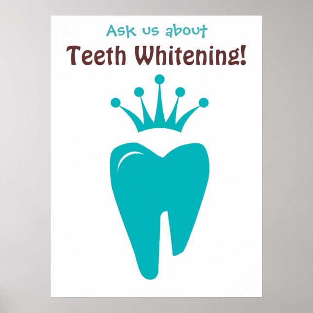 Poster Dentist Cute Tooth Crown Logo Bleu (Devant)