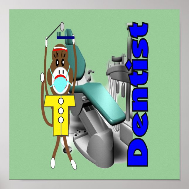 Poster Dentist—Sock Monkey design, adorable (Devant)