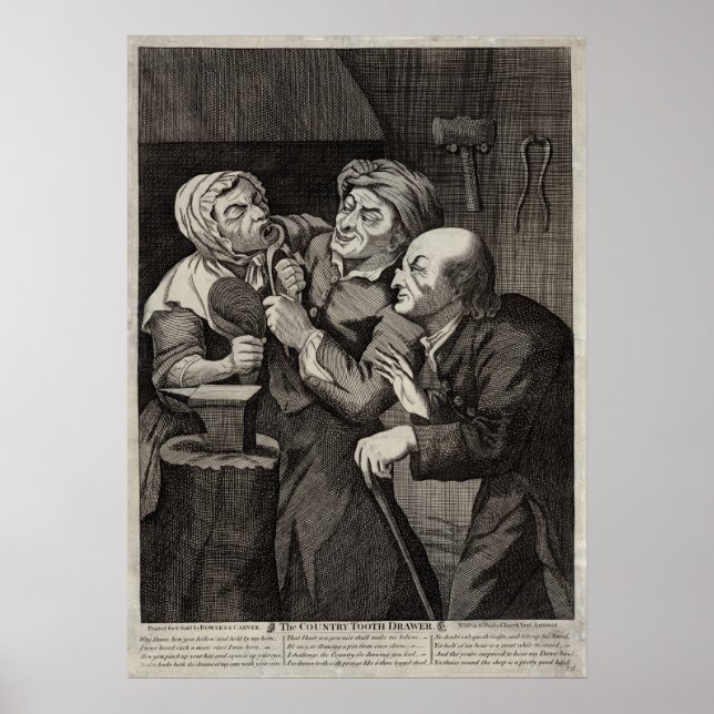 Poster Dentiste antiquité du tiroir à dents du pays (Devant)