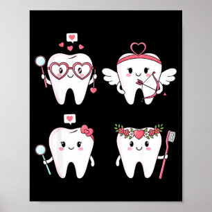 Poster dentiste de la Saint-Valentin dent drôle dentaire