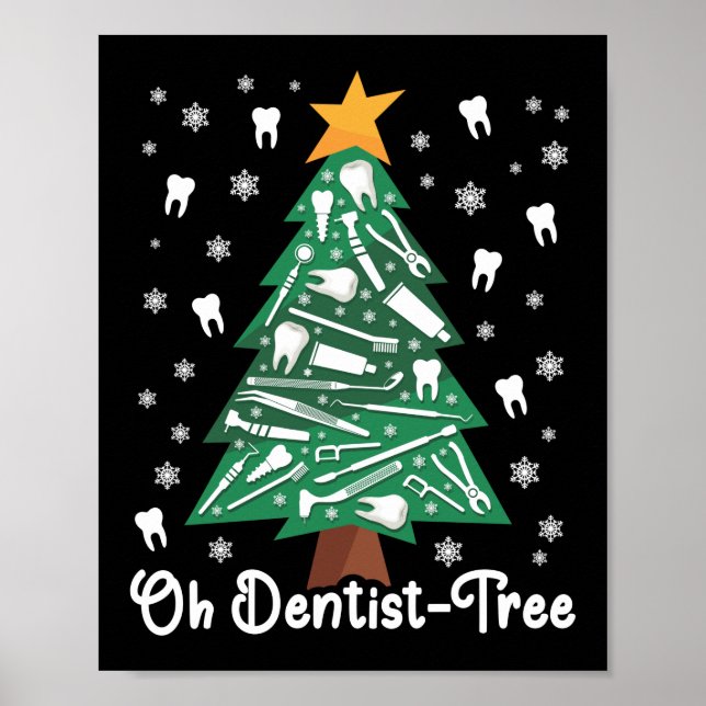 Poster Dentiste Dentaire Ohh Dentiste - Arbre de Noël (Devant)