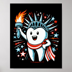 Poster Dentiste du 14 juillet Dentaire Patriotique Femmes