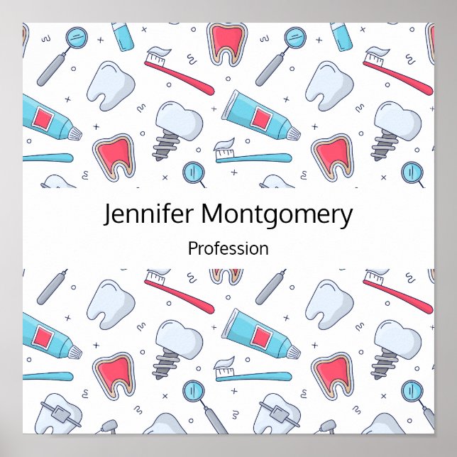 Poster Dents et outils Motif dentaire Affaires (Devant)