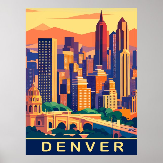 Poster Denver, City Skyline, Voyage (Devant)