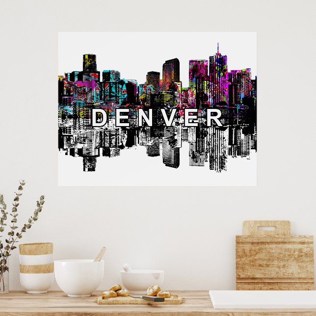 Poster Denver, Colorado en graffiti (Cuisine)