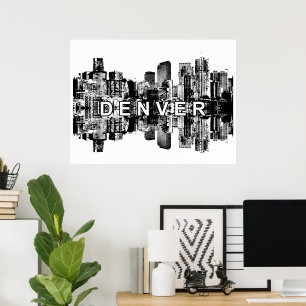 Poster Denver, Colorado en noir et blanc