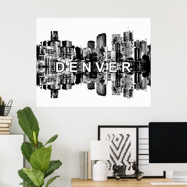 Poster Denver, Colorado en noir et blanc (Bureau à domicile)