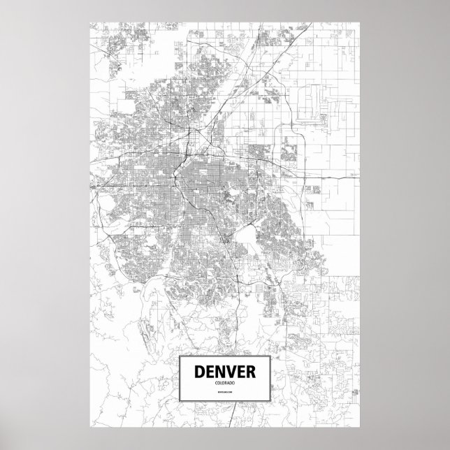Poster Denver, Colorado (noir sur blanc) (Devant)
