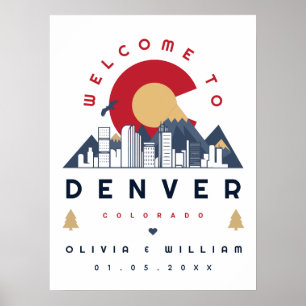 Poster Denver Colorado Stylisé Skyline Mariage de bienven