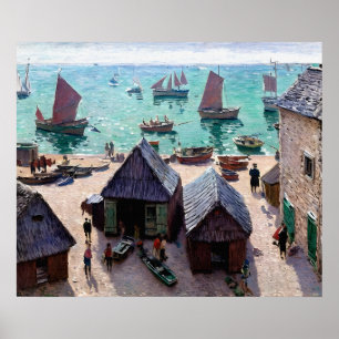Poster Départ des bateaux, Étretat