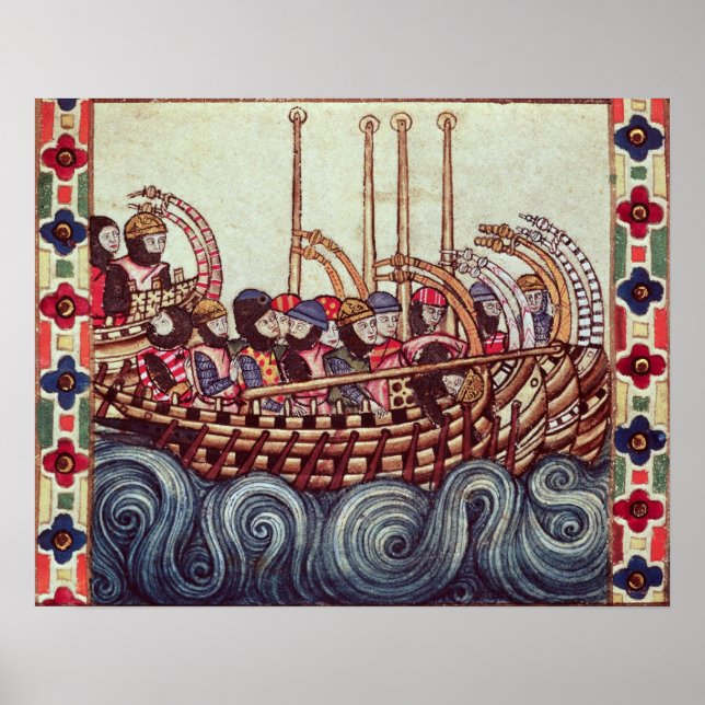 Poster Départ d'un bateau pour les Croisades, (Devant)