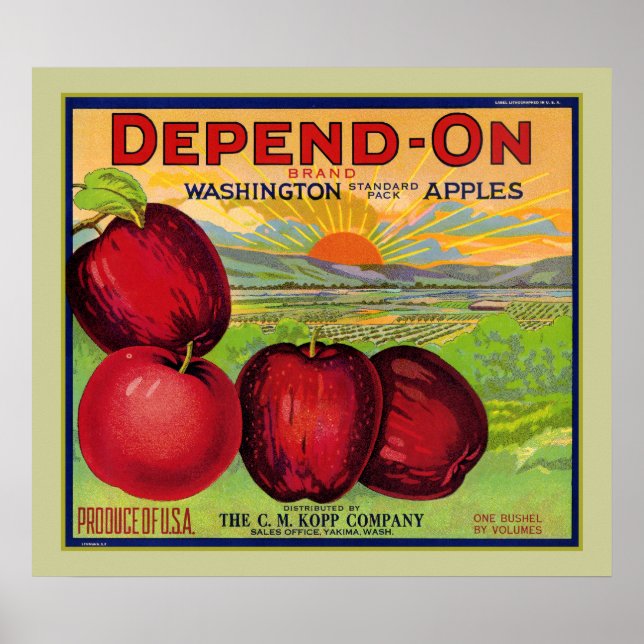 Poster Dépendre De L'Affiche Des Pommes De Washington (Devant)
