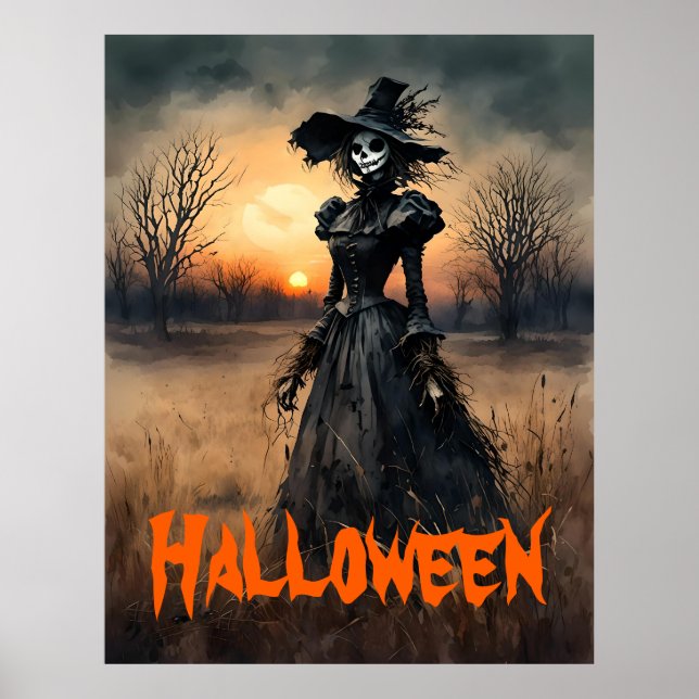 Poster Déplaisante dame de l'Halloween de l'Épouvantail (Devant)