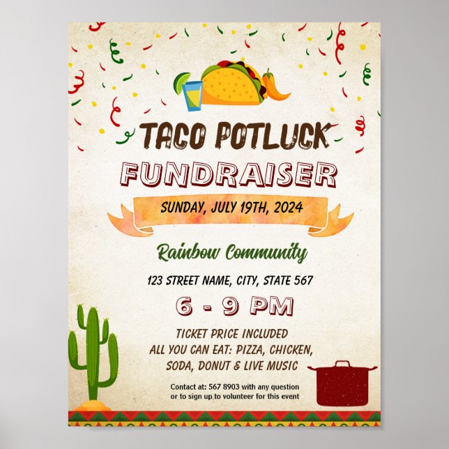 Poster Dépliant Taco Poluck Editable (Devant)