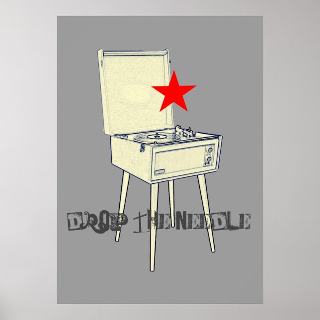 Poster Déposez L'Affiche Gris Rétro De L'Aiguille (Devant)