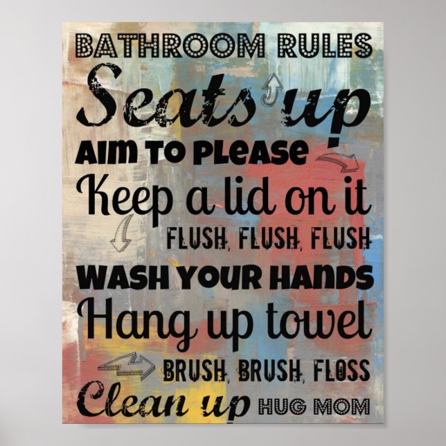 Poster der Badevorschriften | Mama 8 x 10 (Vorne)