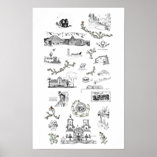 Poster der Illustrationen: Tucson, Arizona Sehensw (Vorne)