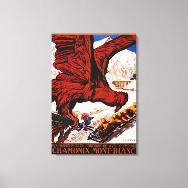 Poster der Olympischen Winterspiele 1924 Leinwanddruck (Vorderseite)