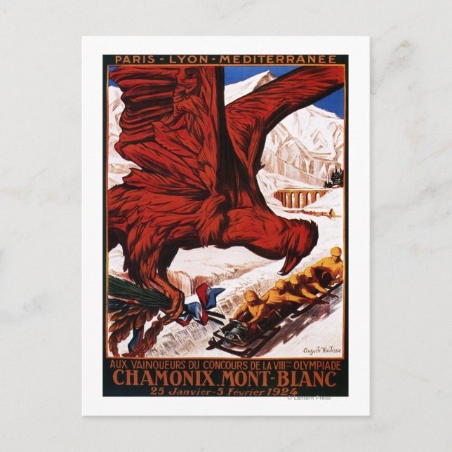 Poster der Olympischen Winterspiele 1924 Postkarte (Vorderseite)