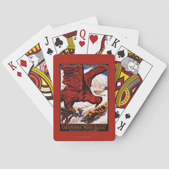 Poster der Olympischen Winterspiele 1924 Spielkarten (Rückseite)