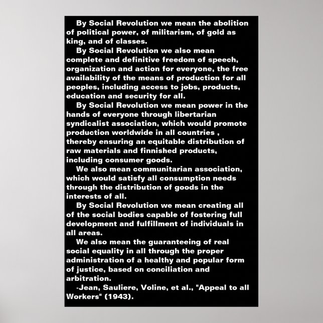 Poster der sozialen Revolution (Vorne)