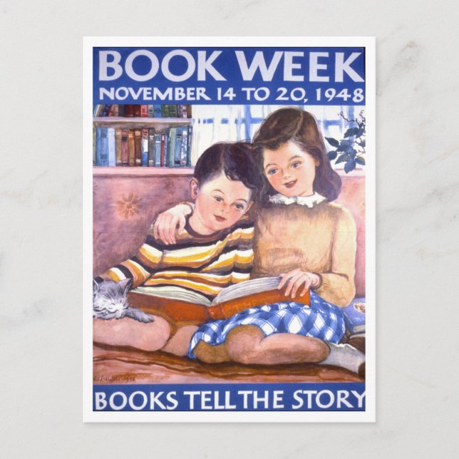Poster der Vintagen Buchwoche Postkarte (Vorderseite)