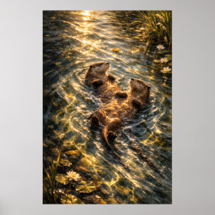 Poster Dérive ensemble   Art de loutre de rivière   Affic