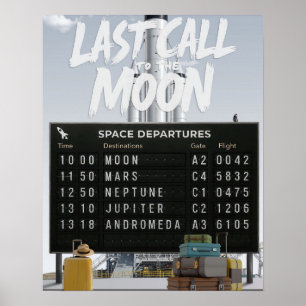 Poster Dernier appel à la Lune - Retro Space Travel Poste