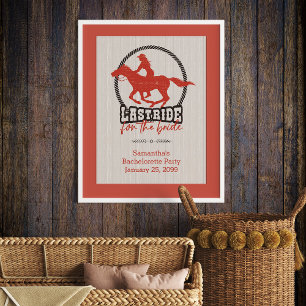 Poster Dernière balade rustique rouge pour la mariée
