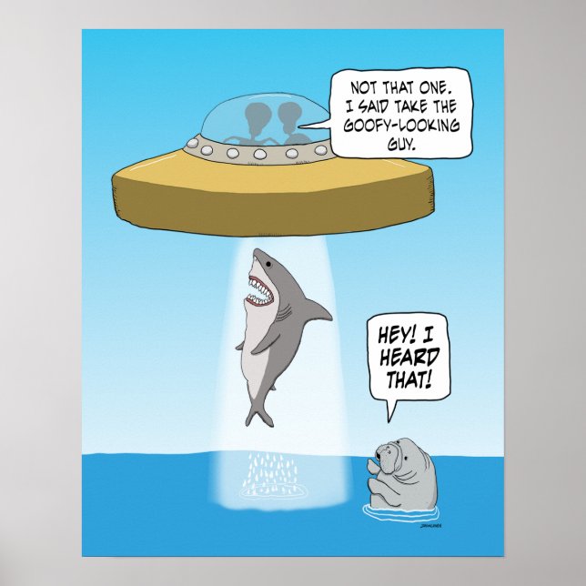 Poster Des Aliens Amusants Abandonnent Le Requin En Tant  (Devant)