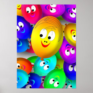 Poster des ballons de joyeux visages