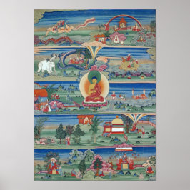 Poster Des Bhoutanais ont peint thanka des contes de Jata