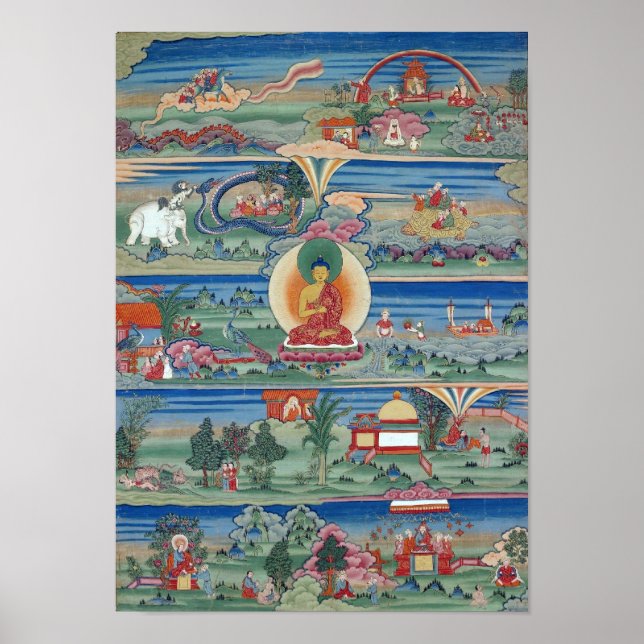 Poster Des Bhoutanais ont peint thanka des contes de Jata (Devant)
