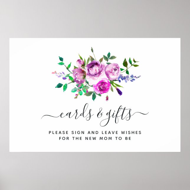 Poster des cartes et cadeaux floraux rose-chaud (Devant)