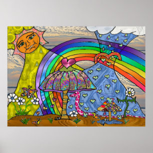 Poster des champignons magiques psychédéliques des